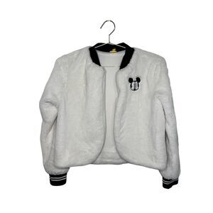 Disney White Faux Fur Bomber Jacket